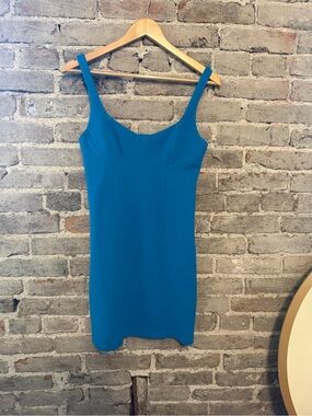 Zara Teal Blue Sleeveless Bodycon Mini Dress